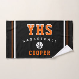 Toalha De Mão Ícone do Basquetebol, Nome e Escola Personalizados