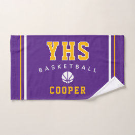 Toalha De Mão Ícone do Basquetebol, Nome e Escola Personalizados