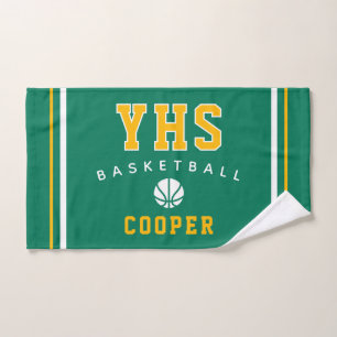 Toalha De Mão Ícone do Basquetebol, Nome e Escola Personalizados