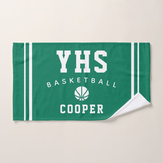 Toalha De Mão Ícone do Basquetebol, Nome e Escola Personalizados (Toalha de mão)