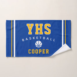 Toalha De Mão Ícone do Basquetebol, Nome e Escola Personalizados
