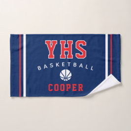 Toalha De Mão Ícone do Basquetebol, Nome e Escola Personalizados