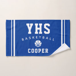Toalha De Mão Ícone do Basquetebol, Nome e Escola Personalizados