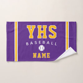 Toalha De Mão Ícone do Beisebol, Nome Personalizado e Escola, Pr