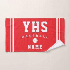 Toalha De Mão Ícone do Beisebol, Nome Personalizado e Escola, Pr