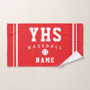 Toalha De Mão Ícone do Beisebol, Nome Personalizado e Escola, Pr