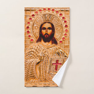 Toalha De Mão Ícone do ouro do Jesus Cristo