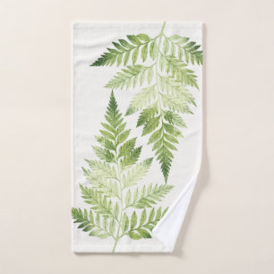 Toalha De Mão Ilustração Botânica de Fern Verde Minimalista