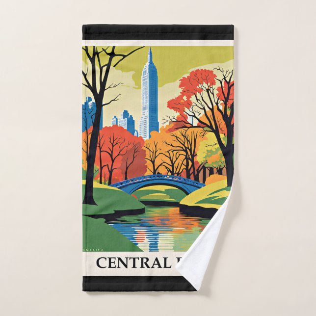 Toalha De Mão Ilustração colorida do Central Park (Toalha de mão)