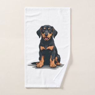 Toalha De Mão Ilustração de Cachorro Preto e Marrom Vista Poster