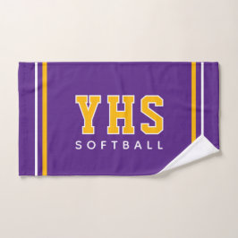 Toalha De Mão Iniciais Personalizadas de Escola Time de Softbol 