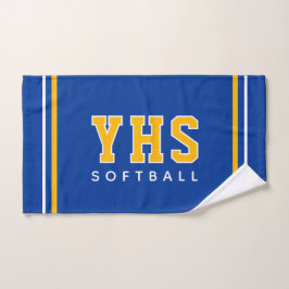 Toalha De Mão Iniciais Personalizadas de Escola Time de Softbol 