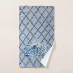 Toalha De Mão Jar Ginger Azul e Branco da Trellis Cane