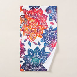 Toalha De Mão Jardim do Colorburst Mandala - Esportes do Boho Vi