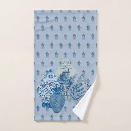 Toalha De Mão Jars de Ginger Azul Claro e Branco