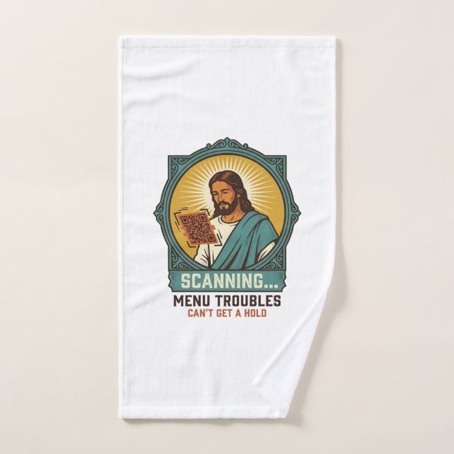 Toalha De Mão Jesus Código QR Borroso Não Funciona Menu Humor Té (Toalha de mão)