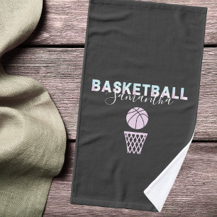 Toalha De Mão Jogador de basquete feminino holográfico personali