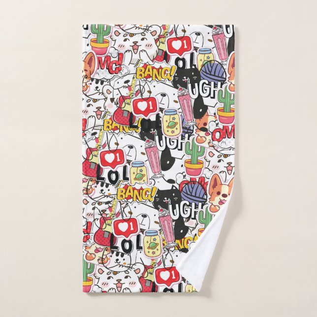 Toalha De Mão kawaii funny pet design - cute animal lover  (Toalha de mão)