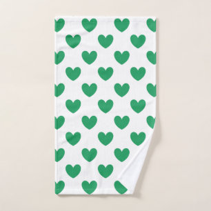 Toalha De Mão Kelly Green Polka Hearts em branco
