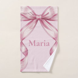 Toalha De Mão Laço Coquete Rosa Brilho 1º