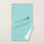 Toalha De Mão Lacrosse Girls Personalizaram Teal Blue Sport<br><div class="desc">Teal Blue e Aqua Turquoise Color Lacrosse Personalizada Toalha de Mão para a Garota desportiva que Joga Escola,  Equipe de Viagem ou Club Lacrosse.</div>