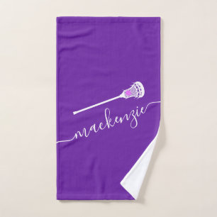 Toalha De Mão Lacrosse Purple Personalised Name