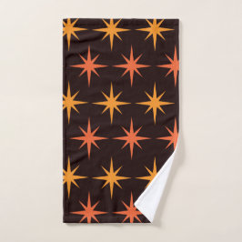 Toalha De Mão Laranja e Âmbar Starburst Meados do Século Moderno