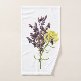 Toalha De Mão Lavanda e Design Botânica Amarelo