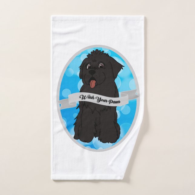 Toalha De Mão Lave suas patas black newfoundland baba (Toalha de mão)