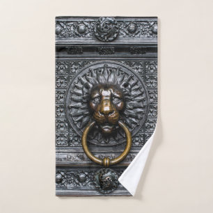 Toalha De Mão Leão de Doorknocker - preto/ouro