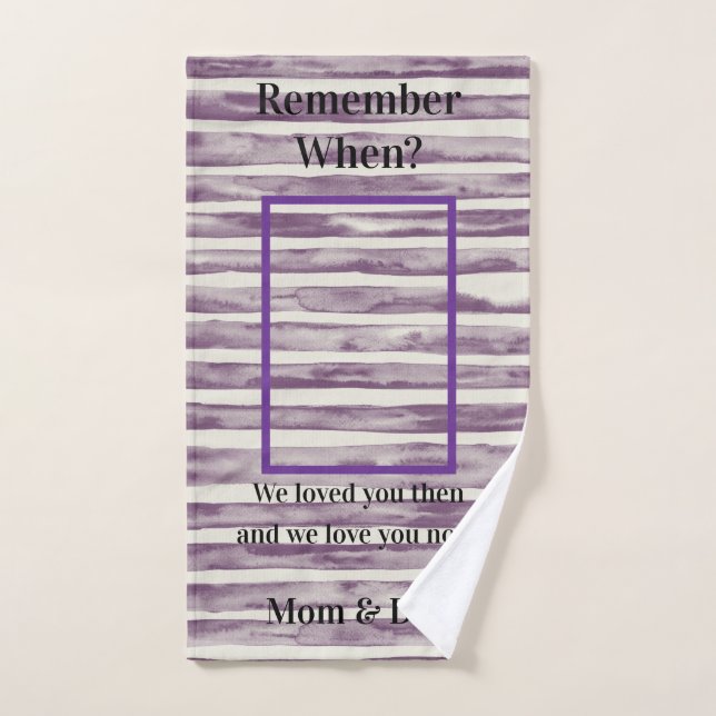 Toalha De Mão Lembra-se de quando? Púrpura e branca com imagem (Toalha de mão)