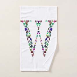 Toalha De Mão Letra inicial W Gemstone Design