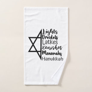 Toalha De Mão Light Dreidel Latke Kanish Menorah Hanukkah