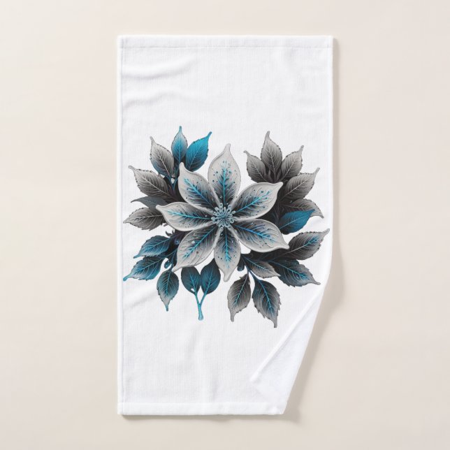 Toalha De Mão lindas flores e folhas de gelo (Toalha de mão)