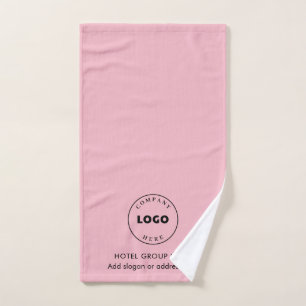 Toalha De Mão Logotipo Moderno de Negócios Nome Simples Rosa