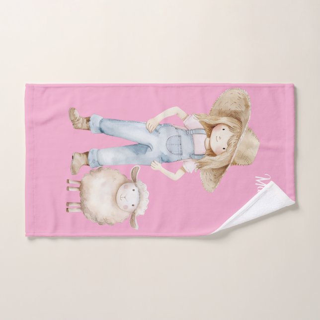 Toalha De Mão Mädchen mit Lamm (Toalha de mão)
