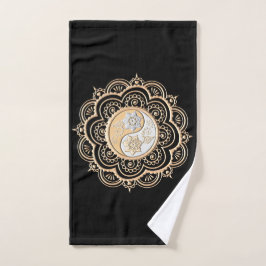 Toalha De Mão Mandala Dourada e Prateada
