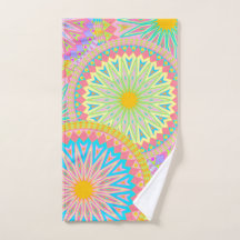 Mandala Sobreposta Rosa Azul Amarelo Verde-Menta R