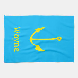Toalha De Mão Marinheiro Anchor Barco Azul (Nome) Amarelo