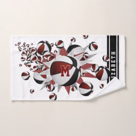 Toalha De Mão maroon black basketball stars estrelas raparigas m