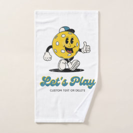 Toalha De Mão Mascote Personalizado de Cartoon de Pickleball Ret