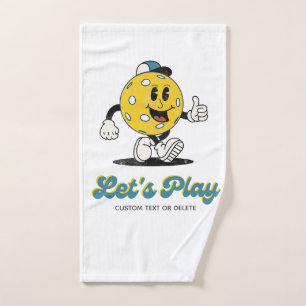 Toalha De Mão Mascote Personalizado de Cartoon de Pickleball Ret