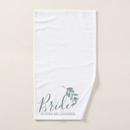 Toalha De Mão Mint Botanical Elegant Bride Personalizado