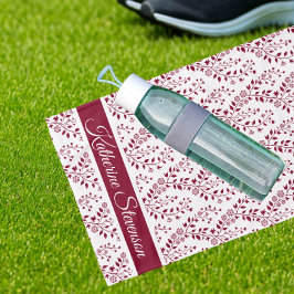 Toalha De Mão Modern Minimalist Burgundy Red White Floral Sports