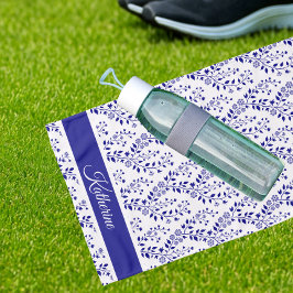 Toalha De Mão Modern Minimalist Navy Blue White Floral Sports