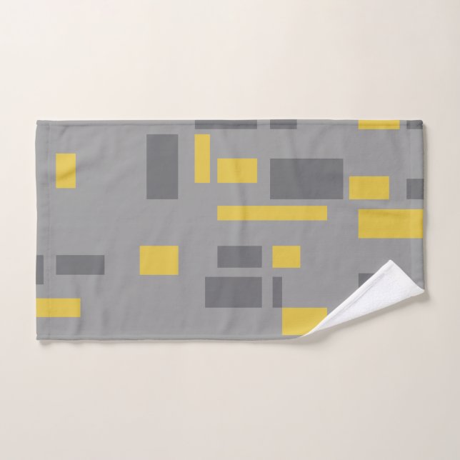 Toalha De Mão Modern, simple, cool geometric yellow gray pattern (Toalha de mão)
