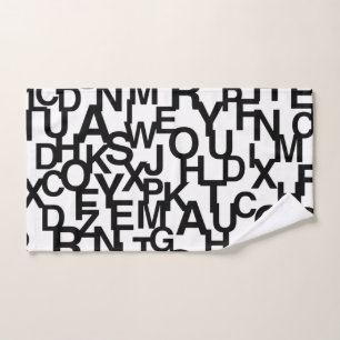Toalha De Mão Moderno, abstrato, padrão confuso com letras