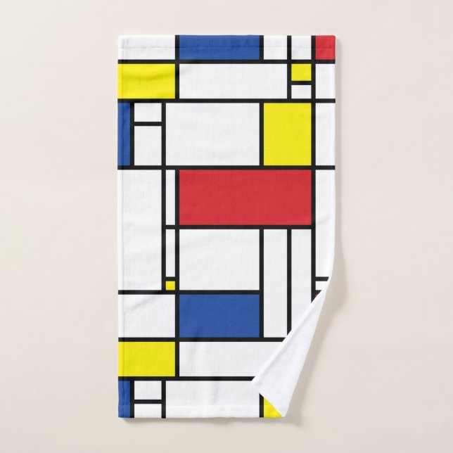 Toalha De Mão Mondrian Minimalist Geométrico De Stijl Modern Art (Toalha de mão)