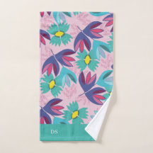 monograma moderno cor-de-rosa floral personalizado