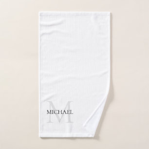 Toalha De Mão Monograma Personalizado e Nome Branco